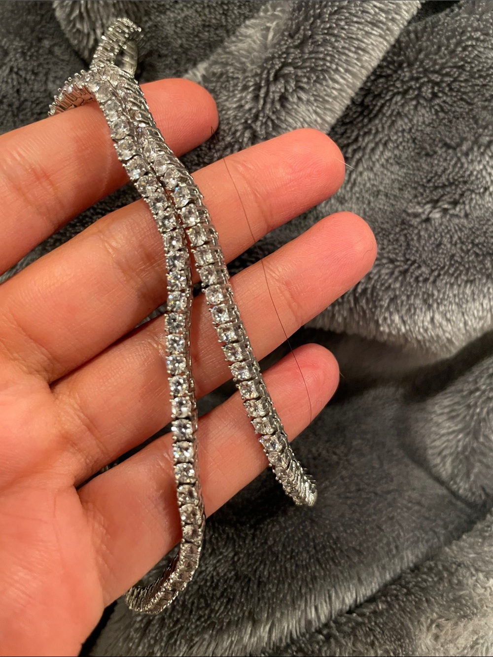 Vintage Silver tennis necklace 16 inch